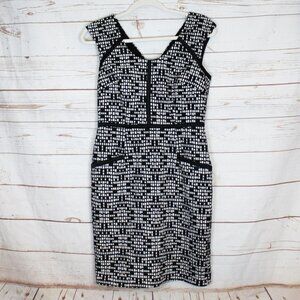 Adrianna Papell‎ Shift Dress Geometric Black White